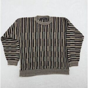 VTG 90s Protege Knit Grandpa Sweater Sz XXL Funky Coogi Style USA Made Alpaca